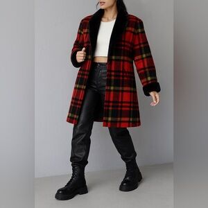 Donnybrook Plush Plaid 3/4 length coat